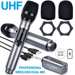 Wireless Supercardioid Dynamic Vocal Microphone Dual UHF Mic Handheld Rechargeab