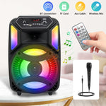 Portable Bluetooth Party Speaker 8" Subwoofer Heavy Bass Sound System 1000W Mic