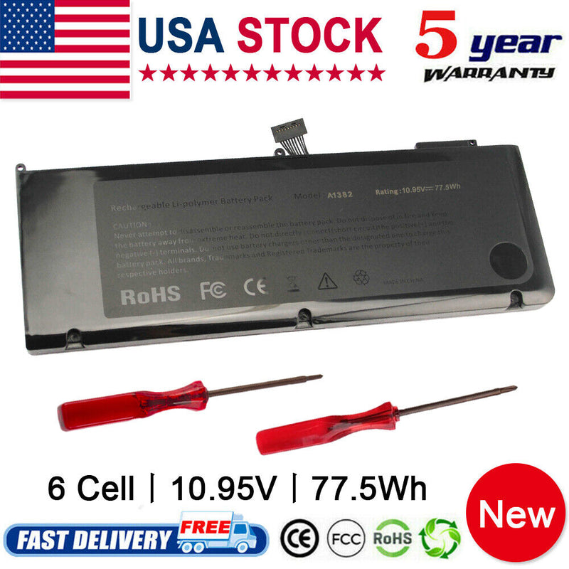 6 Cell A1382 Battery For Apple Macbook Pro 15" A1286 Early /Late 2011 Mid 2012