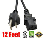 Extra Long 12 Feet Ac Power Cord Cable For Tv Lcd Plasma Dlp Monitor Screen