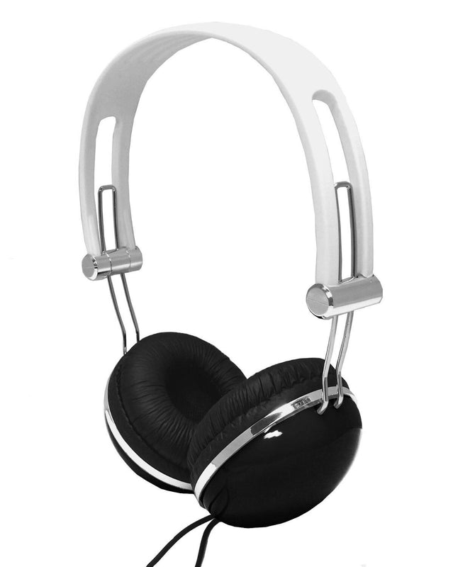 Super Bass Overhead 3.5mm Audio Stereo Headphones with Microphone - Black/White