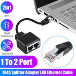 RJ45 LAN Ethernet Splitter Adapter 1 to 2 Way Ports Cable Network Plug Connector