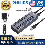 Philips 10 USB 3.0 HUB 48w 10 Ports Powered High Speed Splitter Extender Cable