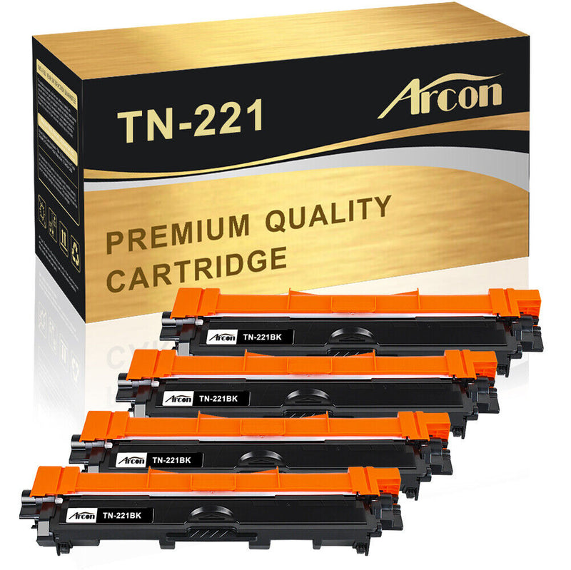4 Pack TN221 Black Toner Compatible for Brother HL-3170CDW MFC-9130CW HL-3140CW
