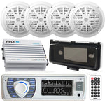 Pyle PLRMR23BTW USB Stereo Receiver, Remote, 4x 6.5" Speakers, 4CH Amp, Cover