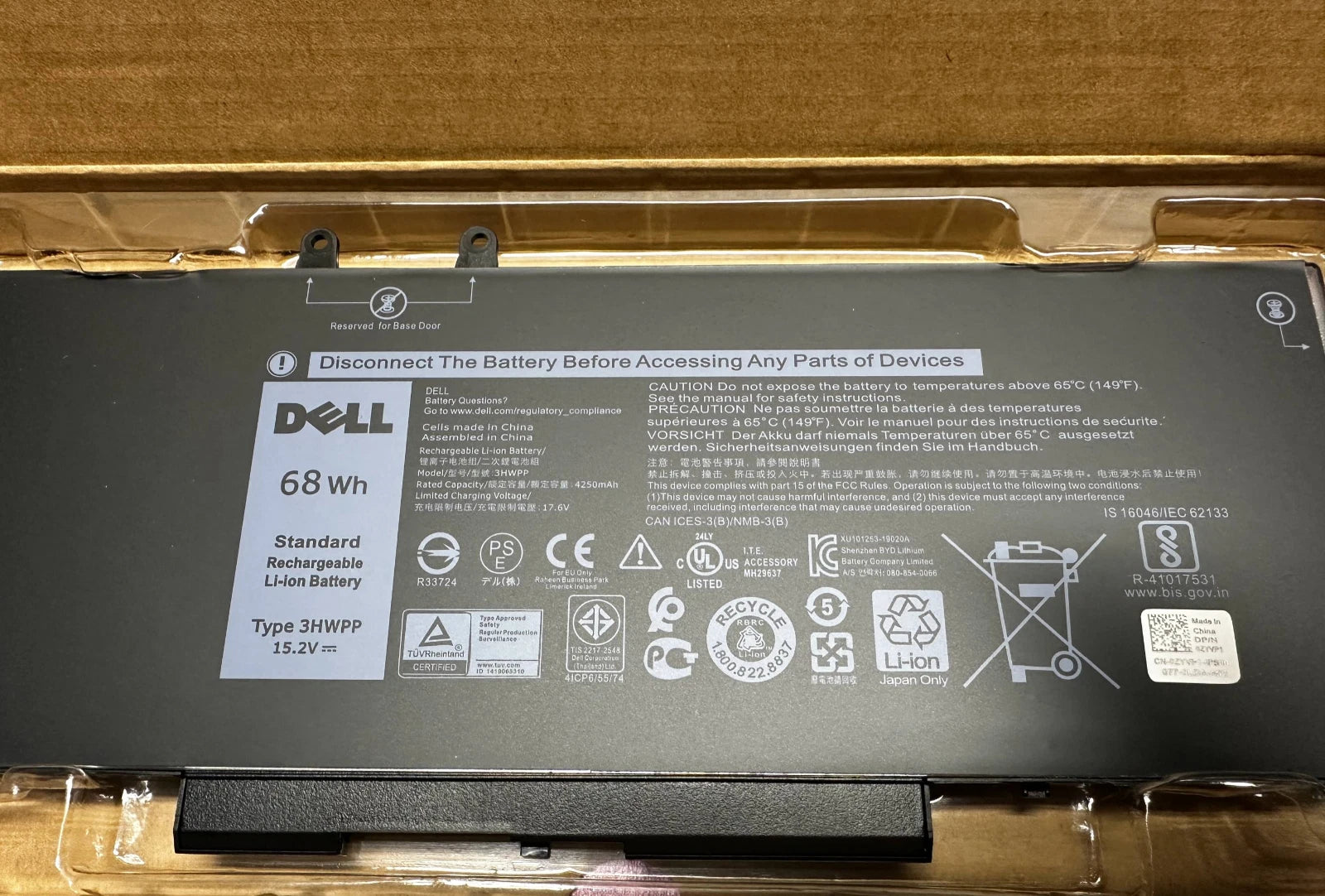 Genuine Dell 3HWPP Battery 68Wh OEM Laptop Replacement Rechargeable Battery