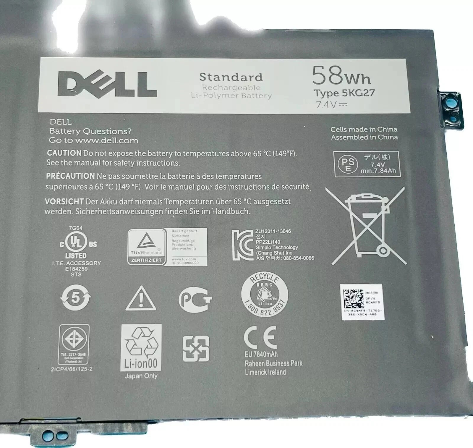 Genuine Dell 5KG27 58WH Battery