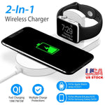 Wireless Charger 10W Fast Charging Dock Station 2 in 1 For Watch Phones X