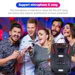 8" Portable Bluetooth Party Pa Speaker Fm Subwoofer Stereo Led Tailgate Outdoor