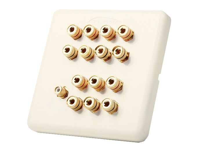 7.1 Surround Home Theater Speaker Wall Plate Banana Binding Post 2-Gang Ivory