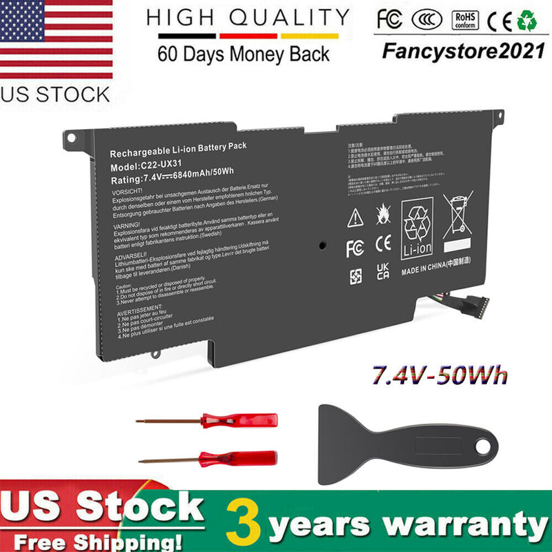 C22-Ux31 Laptop Battery For Asus Zenbook Ux31 Ux31A Ux31E Ultrabook 7.4V-50Wh