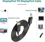 Display Port To Display Port Cable Dp To Dp 4K 60Hz High Speed Video Audio 10 Ft