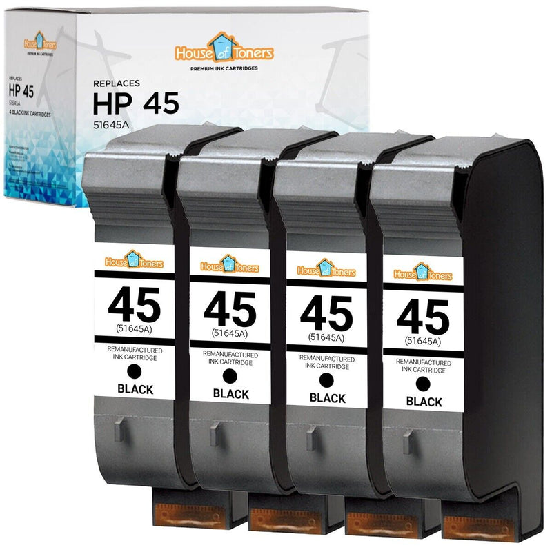 4Pk For Hp 45 51645A Black Ink For Hp Color Copier 100 Designjet 700 Deskjet 850