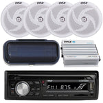 PLCDBT95 Marine AM/FM Bluetooth Stereo, 4x 4" White Speakers, 4Ch Bluetooth Amp