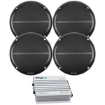 Pyle 4-Channel 400 Watt Bluetooth Marine Amplifier Boat Amp, 4X Enrock Speakers