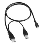 Usb Y Pc Charger+Data Sync Cable Cord For Iomega Ego Usb 2.0 Portable Hard Drive