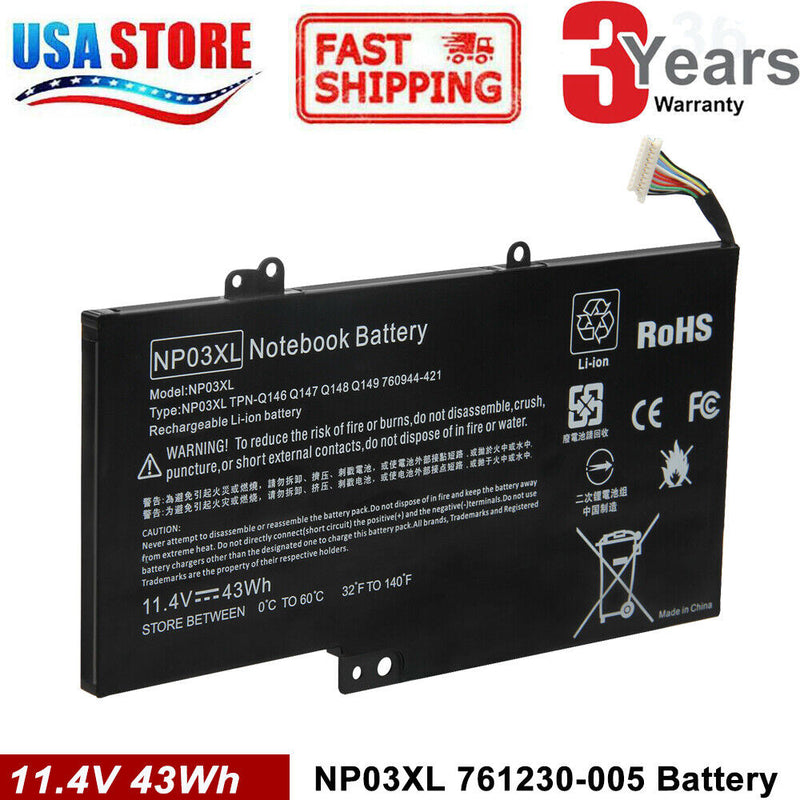 For Hp Np03Xl Envy X360 15-U011Dx 13-A010Dx Battery 43Wh 761230-005 Hstnn-Lb6L