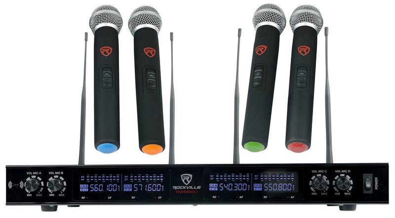 Rockville RWM90U UHF (4) Wireless HandHeld Microphones 4 Church Sound Systems