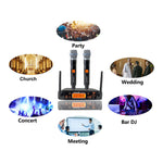 Uhf Handheld Wireless Microphone System 2 Channel Audio Mic For Ktv Stage Church