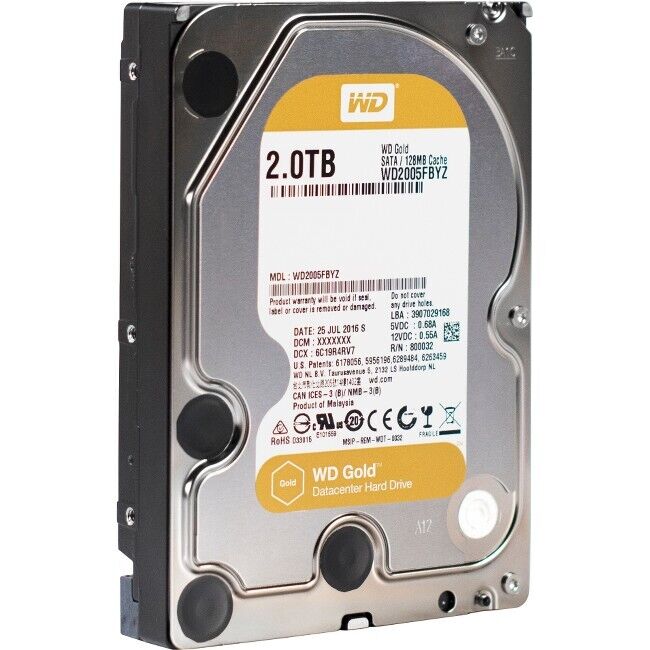 WD Gold WD2005FBYZ 2TB SATA 7200rpm 3.5" Internal Hard Drive