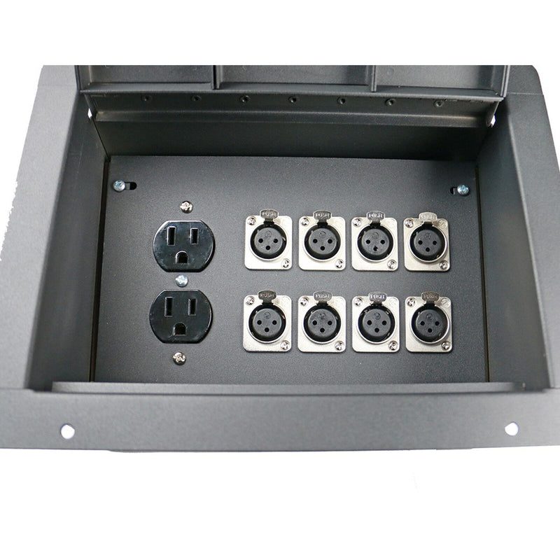 Recessed Stage Floor Pocket Box With 8 Xlr Female Mic Jacks Connector Ac Outlet