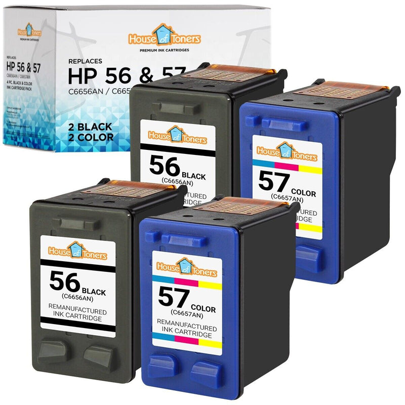4Pk For Hp 56 Hp 57 Black/Color Ink For Officejet 4110 4215 5505 5510 6105 6110