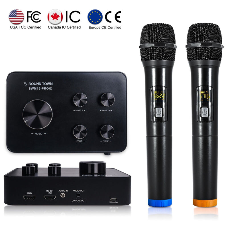 Sound Town Wireless Microphone Karaoke Mixer W/ Hd Arc/Optical/Aux Swm15-Pro