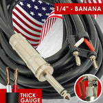 4X Premium Dj / Pa Pro True Pa Speaker Cable Wire Banana To 1/4 - 12 Gauge 25 Ft