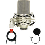 990 Large-Diaphragm Condenser Mic Bundle With Pop Filter & Xlr Cable