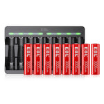 8Pcs 1.5V Aa Rechargeable Batteries Lithium Li-Ion Upgraded +8 Slot Charger