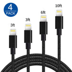 4-Pack Usb Cable For Apple Iphone 5 6 7 8 Plus X Fast Charger Nylon Braided