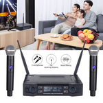 Professional 2 Channel Uhf Wireless Dual Microphone Cordless Handheld Mic System