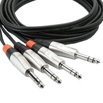 Hosa Hss-010 10Ft Dual Rean 1/4" Trs To 1/4" Pro Balanced Interconnect Cable