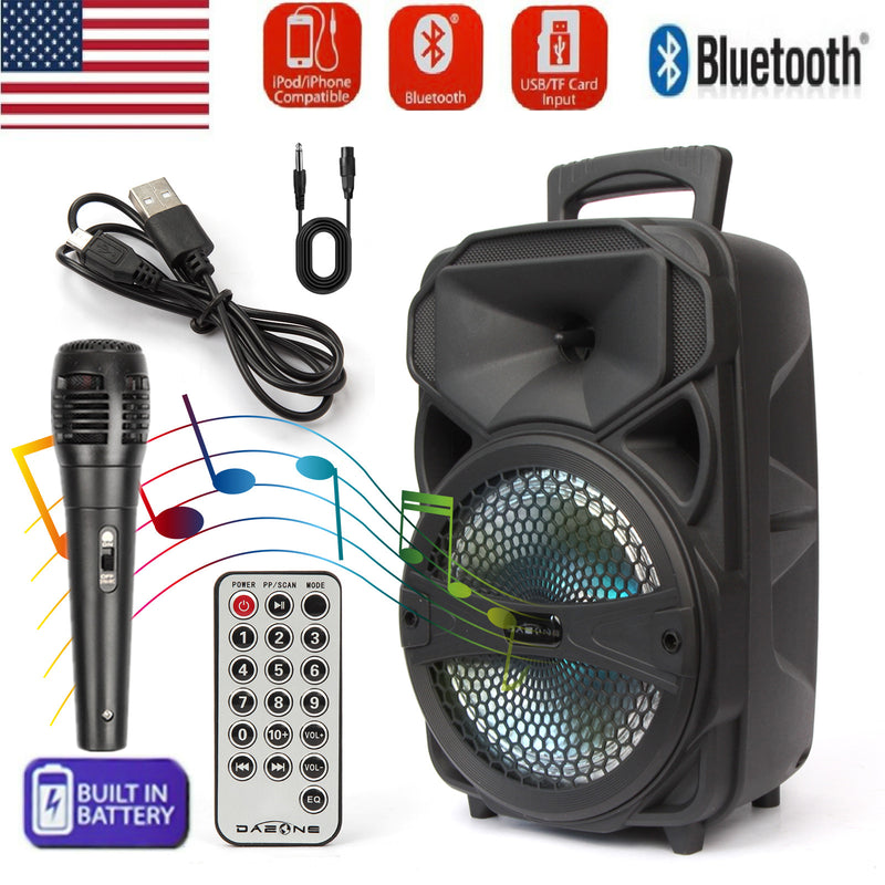 8" Party Speaker Sound System Bluetooth Led Portable Stereo 1000W W/ Microphone