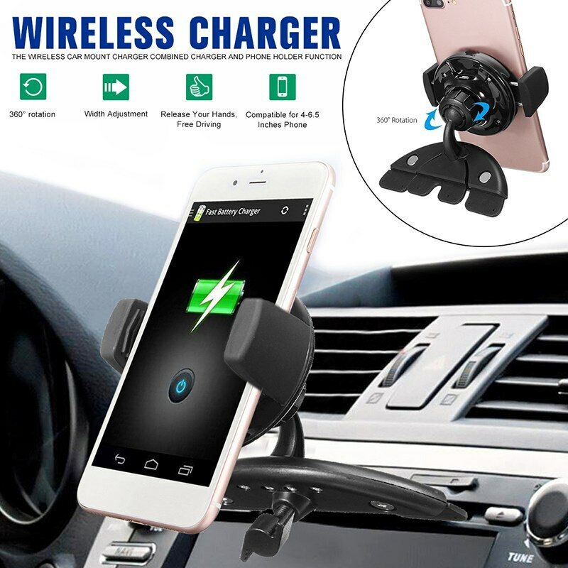 Wireless Charger Car Cd Slot Holder Mount Charging Stand Dock For Cell Phone