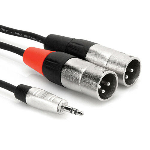 Hosa - HMX-006Y - Pro Stereo Breakout Cable REAN 3.5 mm TRS to Dual XLR3M - 6 ft