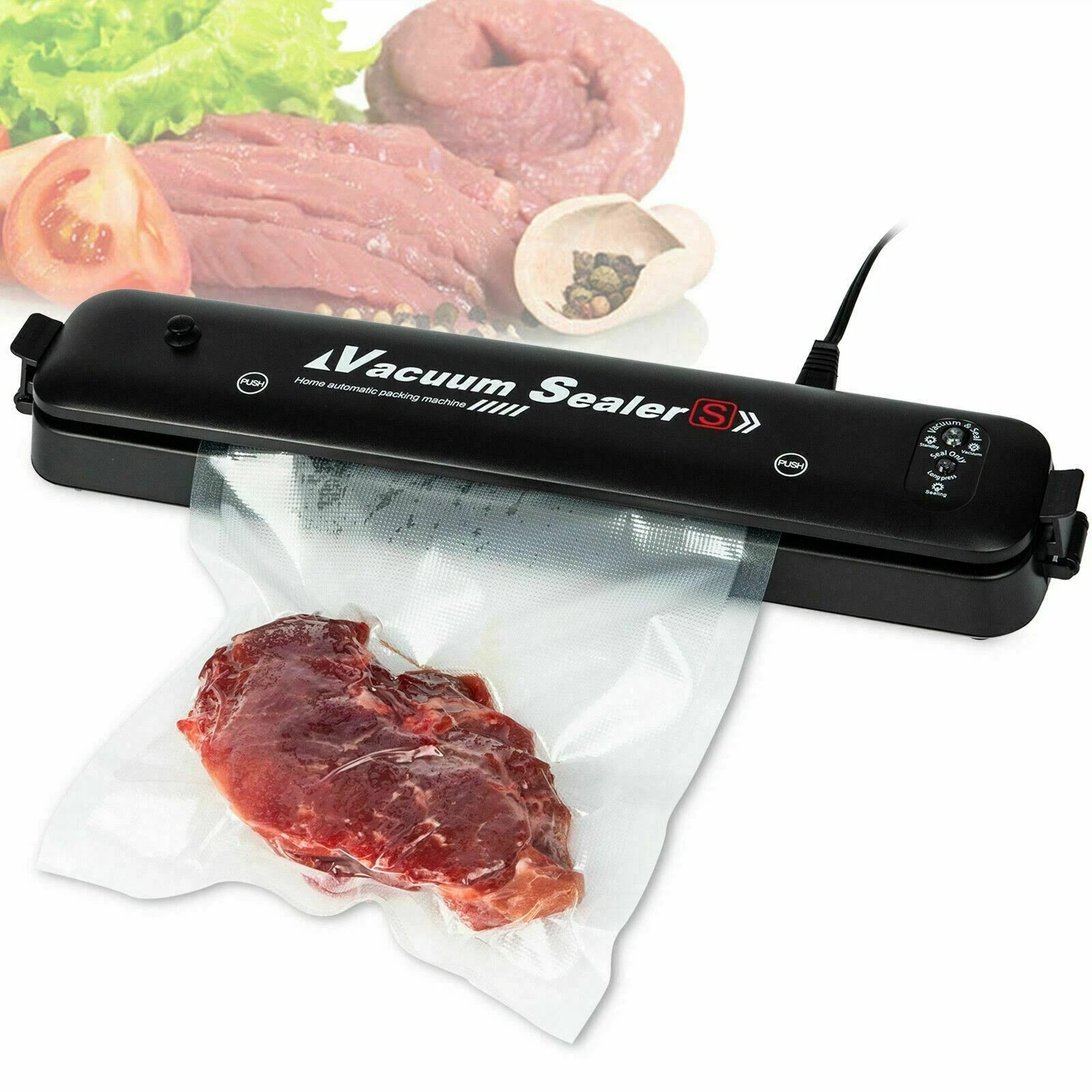 LP-11S Vacuum Sealer Machine Food Preservation Storage Saver Automatic With Seal Bag 90W Color Black