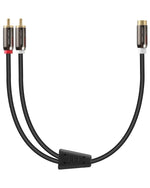 FosPower 8" 2RCA Male to 1RCA Female Stereo Audio Gold Adapter Cable Cord Plug