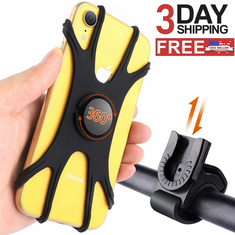 Silicone Detachable 360 Cell Phone Mount Holder For Bicycle Motorcycle Mtb Bike