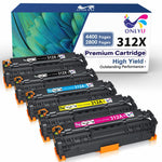 5Pk High Yield Toner Cf380X 312X Black Color Set For Hp Laserjet M476 M476Dw Mfp