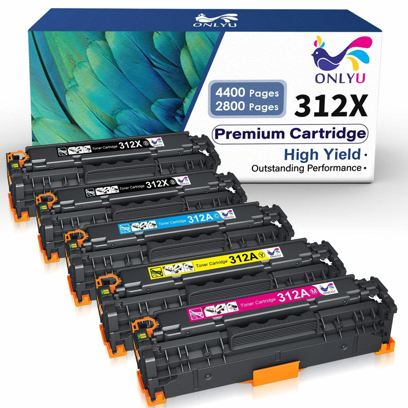5Pk High Yield Toner Cf380X 312X Black Color Set For Hp Laserjet M476 M476Dw Mfp