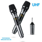 Pro UHF Rechargeable Wireless Handheld Microphone+Receiver LCD Karaoke Church