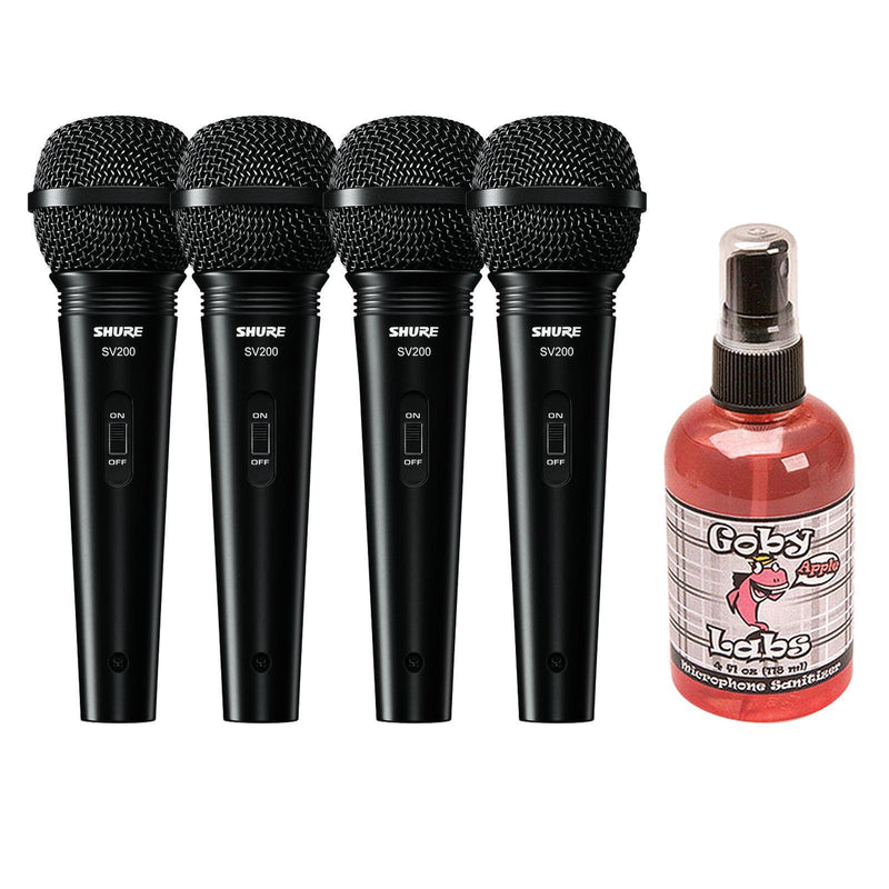 Shure SV200-W Microphones Quad Pack & Mic Sanitizer Package