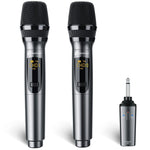 Pro UHF Wireless Dual Handheld Microphone System Set Rechargeable Karaoke Church