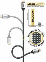 4K Hdmi Cable 6 Ft [2 Pack] Braided Nylon & Gold Connectors