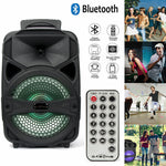 Portable Party Speaker 8" Bluetooth Loud Bass Sound Usb Rechargeable Remote Mic