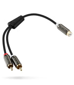 FosPower 8" 2RCA Male to 1RCA Female Stereo Audio Gold Adapter Cable Cord Plug