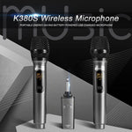 Wireless Supercardioid Dynamic Vocal Microphone Dual UHF Mic Handheld Rechargeab