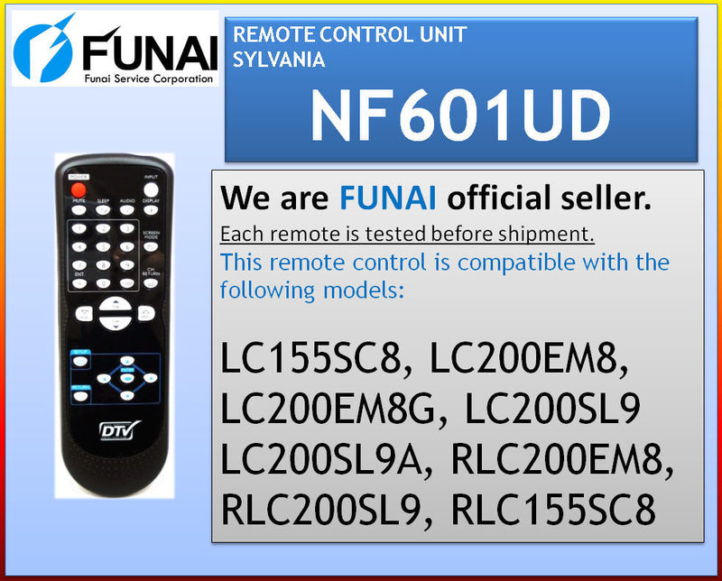 NEW SYLVANIA EMERSON REMOTE NF601UD LC155SC8 LC200EM8 LC200EM8G LC200SL9