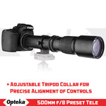 Opteka 500mm Telephoto Lens for Canon EOS EF 90D 80D 77D 70D 60D 50D 40D 30D 20D